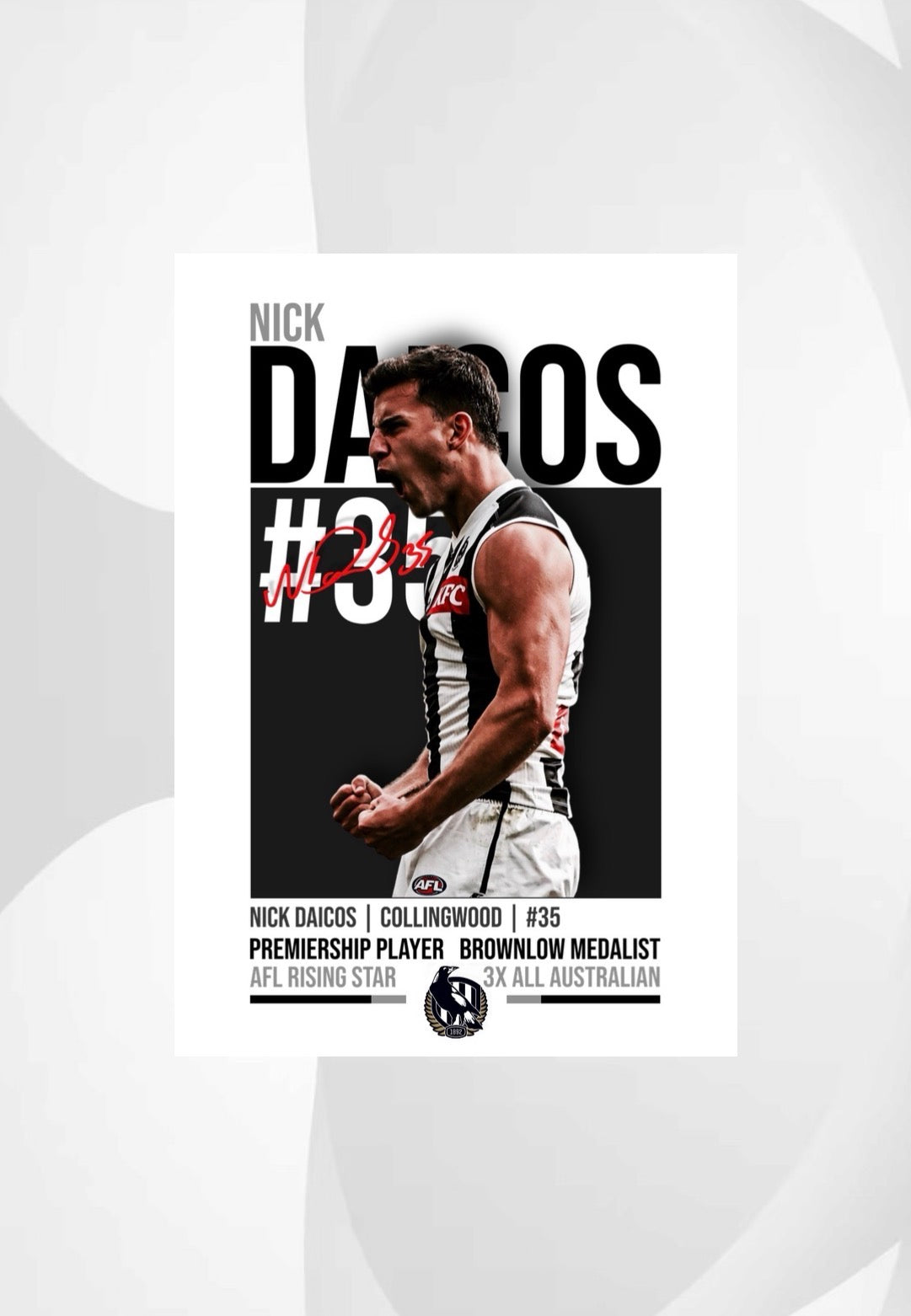 Nick Daicos | Collingwood AFL Poster