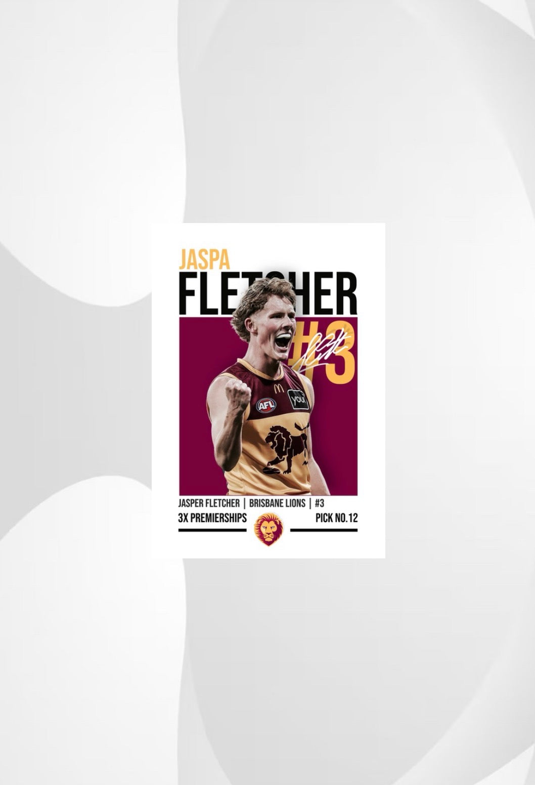 Jaspa Fletcher | Brisbane Lions AFL Poster