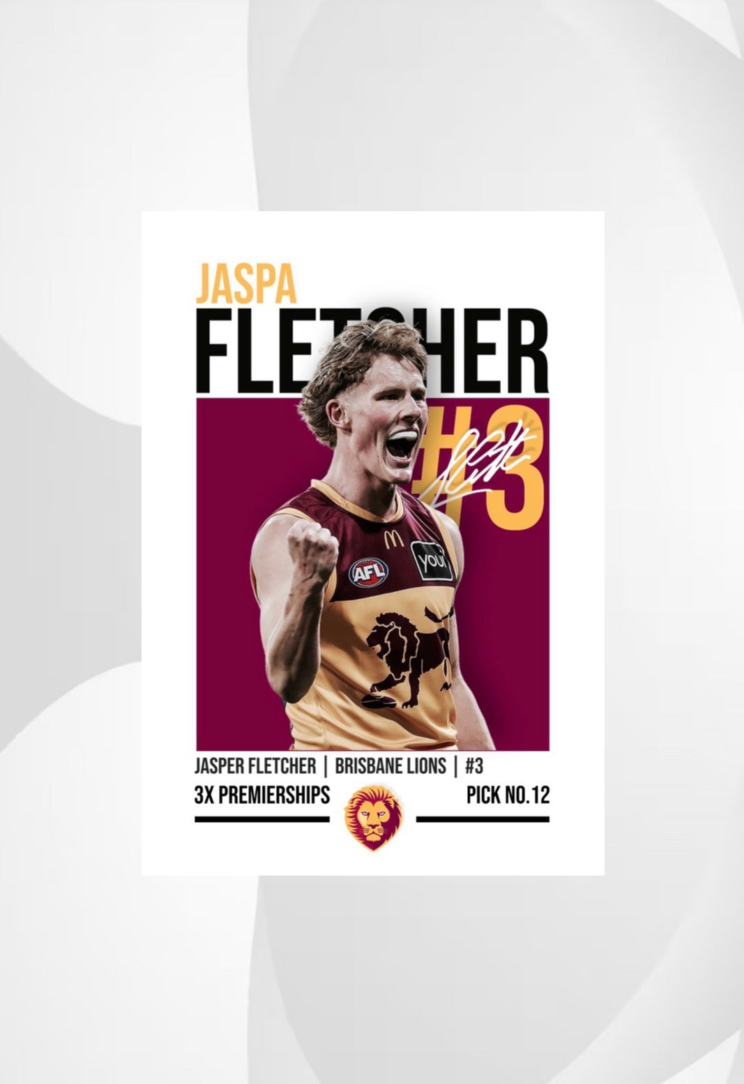 Jaspa Fletcher | Brisbane Lions AFL Poster
