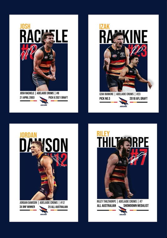 Adelaide Bundle | Dawson, Thilthorpe, Rankine, Rachele AFL Poster Value Pack