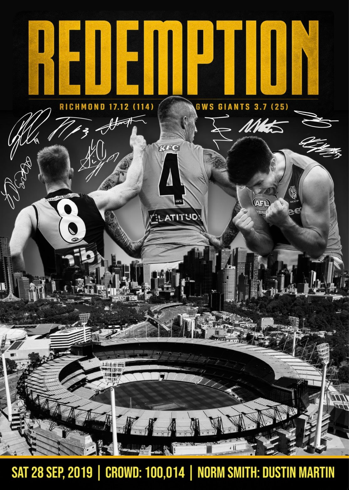 2019 Richmond Tigers | AFL Premiership Team Poster