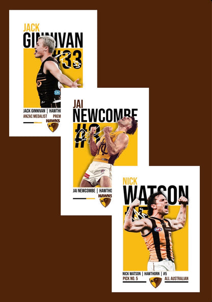 Hawthorn Bundle | Watson, Newcombe, Ginnivan AFL Poster Value Pack