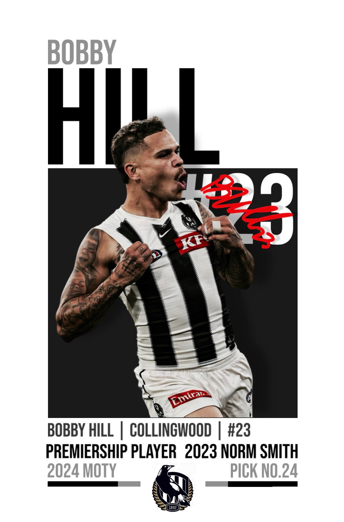 Bobby Hill | Collingwood AFL Poster