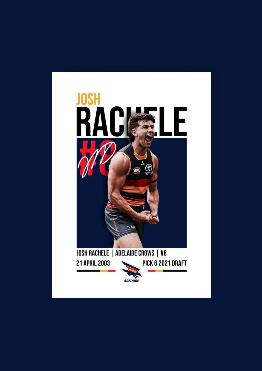 Josh Rachele | Adelaide Crows AFL Poster