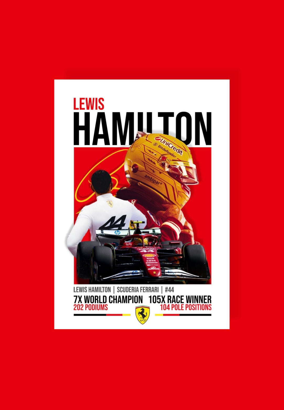 Lewis Hamilton Ferrari Poster